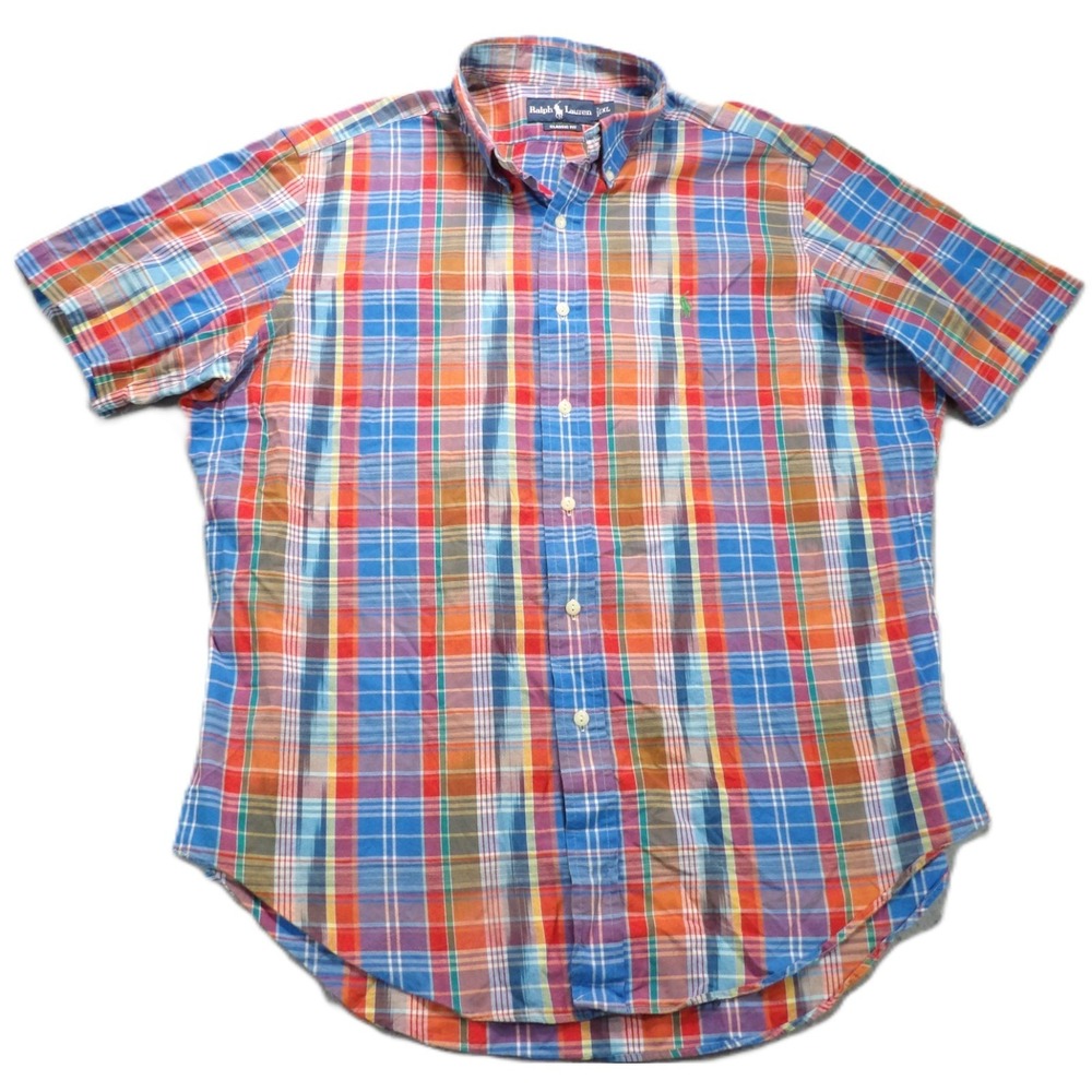 Ralph Lauren Shirt Men XL Classic Fit Plaid Button Down Short Sleeve‎ Multicolor